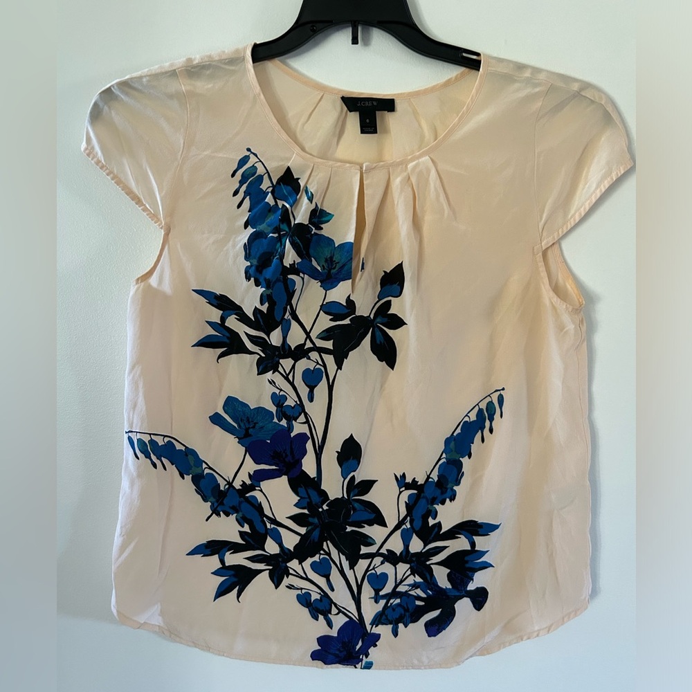 J Crew cream floral top